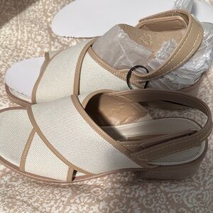 Franco Sarto Cream and Tan Sandals